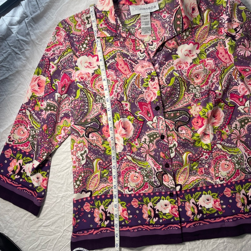 Sag Harbor Pink and Purple Floral Blouse